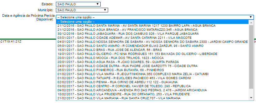 Escolha uma opção e clique em “Avançar” pericia-inss-agencias